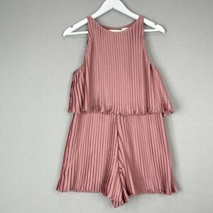 Lovers +‎ Friends Revolve Womens Romper Medium Orchid Pink Nicki Pleated Blouson